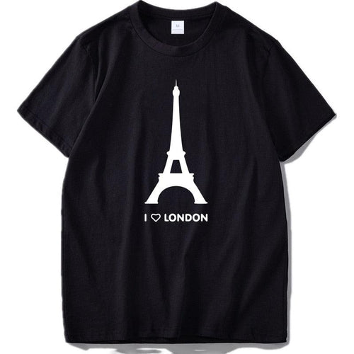 VINEZE I Love London T shirt Eiffel Tower Funny Design Fashion Tshirt