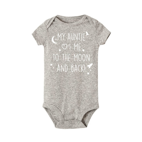 My auntie take me to the moon and back print baby rompers short sleeve newborn clothing infant rompers toddler clothes - Vineze ™